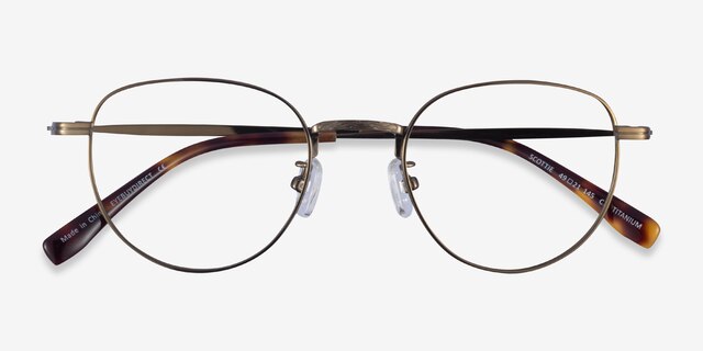 Scottie Bronze TitaniumEyeglass Frames from EyeBuyDirect, Closed View