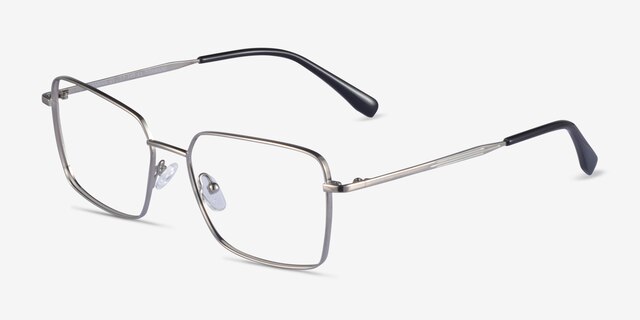 Caspian Silver TitaniumEyeglass Frames from EyeBuyDirect, Angle View