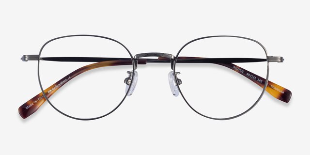 Scottie Gunmetal TitaniumEyeglass Frames from EyeBuyDirect, Closed View
