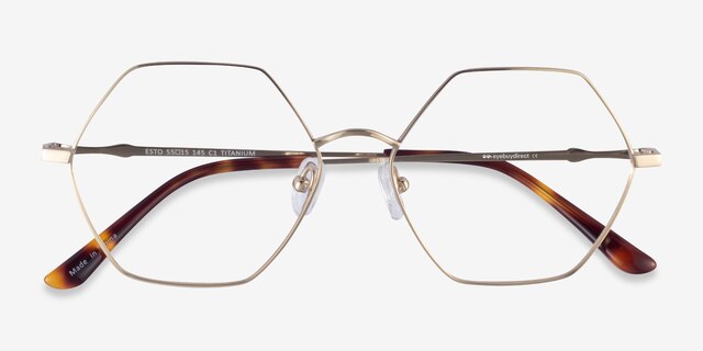 Esto Gold TitaniumEyeglass Frames from EyeBuyDirect, Closed View