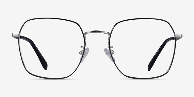 Cassel Black Silver TitaniumEyeglass Frames from EyeBuyDirect, Front View