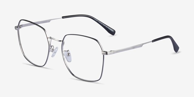 Cassel Black Silver TitaniumEyeglass Frames from EyeBuyDirect, Angle View