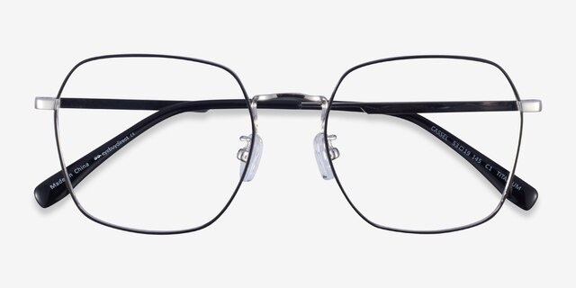 Cassel Black Silver TitaniumEyeglass Frames from EyeBuyDirect, Closed View