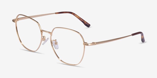 Alphabet Gold TitaniumEyeglass Frames from EyeBuyDirect, Angle View