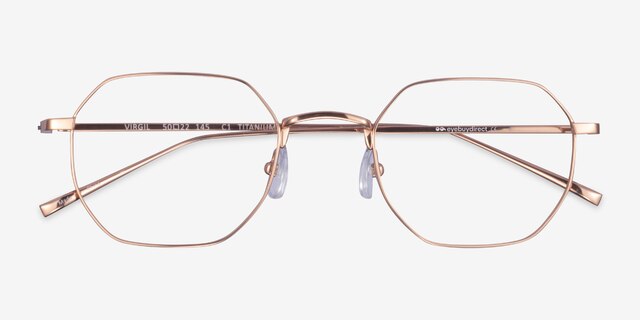 Virgil Rose Gold TitaniumEyeglass Frames from EyeBuyDirect, Closed View