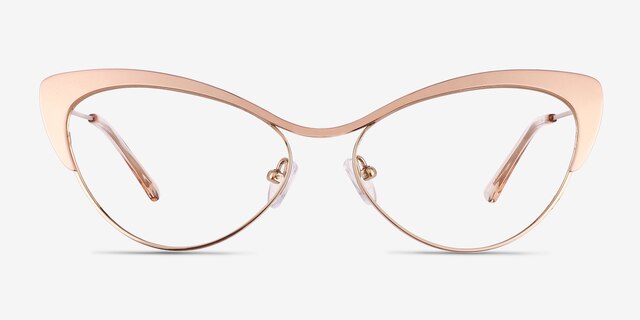 Valerie Shiny Rose Gold TitaniumEyeglass Frames from EyeBuyDirect, Front View