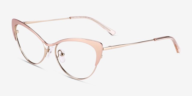 Valerie Shiny Rose Gold TitaniumEyeglass Frames from EyeBuyDirect, Angle View