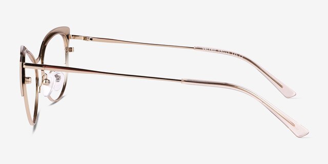 Valerie Shiny Rose Gold TitaniumEyeglass Frames from EyeBuyDirect, Side View