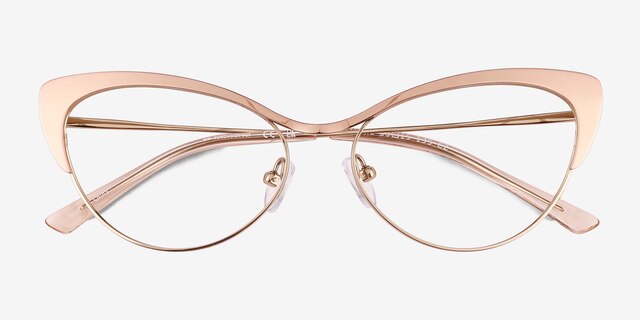 Valerie Shiny Rose Gold TitaniumEyeglass Frames from EyeBuyDirect, Closed View