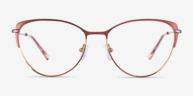 Atlas Shiny Light Brown TitaniumEyeglass Frames from EyeBuyDirect, Front View