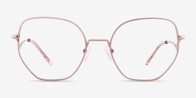 Leo Shiny Rose Gold TitaniumEyeglass Frames from EyeBuyDirect, Front View