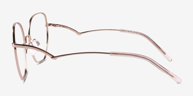 Leo Shiny Rose Gold TitaniumEyeglass Frames from EyeBuyDirect, Side View