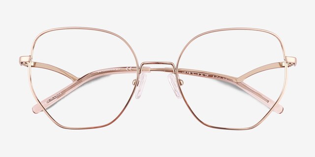 Leo Shiny Rose Gold TitaniumEyeglass Frames from EyeBuyDirect, Closed View