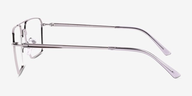 Boreas Shiny Silver TitaniumEyeglass Frames from EyeBuyDirect, Side View