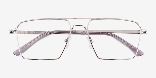 Boreas Shiny Silver TitaniumEyeglass Frames from EyeBuyDirect, Closed View