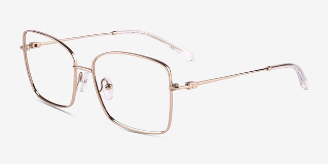 Typhon Shiny Gold TitaniumEyeglass Frames from EyeBuyDirect, Angle View
