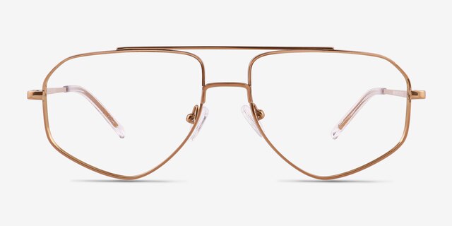 Hercules Shiny Gold TitaniumEyeglass Frames from EyeBuyDirect, Front View