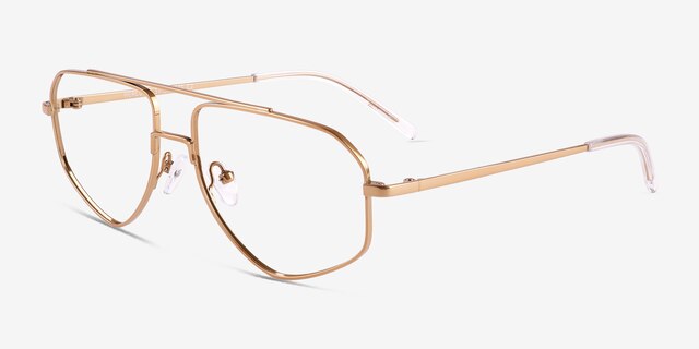 Hercules Shiny Gold TitaniumEyeglass Frames from EyeBuyDirect, Angle View