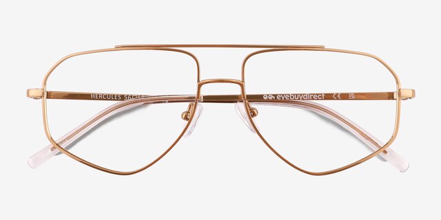 Hercules Shiny Gold TitaniumEyeglass Frames from EyeBuyDirect, Closed View