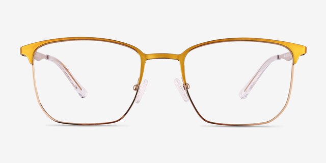 Notus Shiny Gold TitaniumEyeglass Frames from EyeBuyDirect, Front View