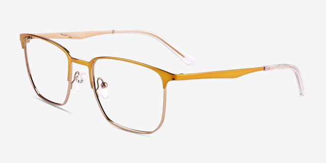 Notus Shiny Gold TitaniumEyeglass Frames from EyeBuyDirect, Angle View