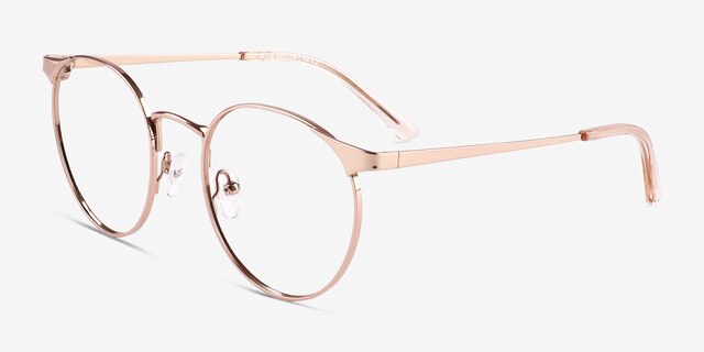 Alsie Rose Gold TitaniumEyeglass Frames from EyeBuyDirect, Angle View
