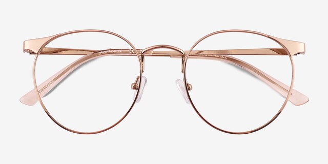 Alsie Rose Gold TitaniumEyeglass Frames from EyeBuyDirect, Closed View