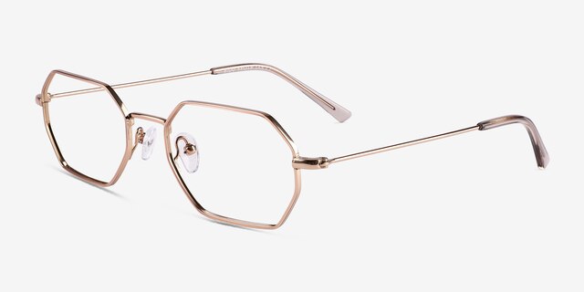 Bidu Shiny Gold TitaniumEyeglass Frames from EyeBuyDirect, Angle View