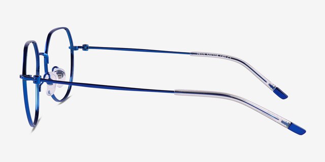 Zeus Shiny Blue TitaniumEyeglass Frames from EyeBuyDirect, Side View