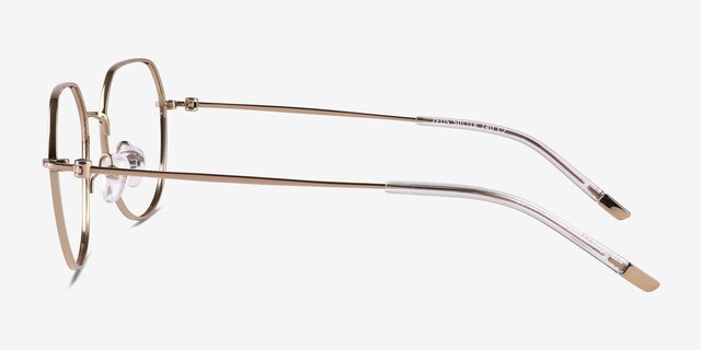Zeus Shiny Gold TitaniumEyeglass Frames from EyeBuyDirect, Side View
