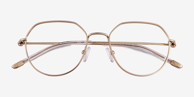 Zeus Shiny Gold TitaniumEyeglass Frames from EyeBuyDirect, Closed View