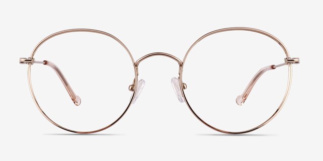 Gavi Shiny Gold TitaniumEyeglass Frames from EyeBuyDirect, Front View
