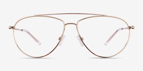 Kenji Shiny Gold Titanium Montures de lunettes de vue d'EyeBuyDirect, Vue de Face
