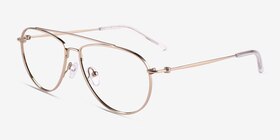 Kenji Shiny Gold Titanium Montures de lunettes de vue d'EyeBuyDirect, Vue d'Angle