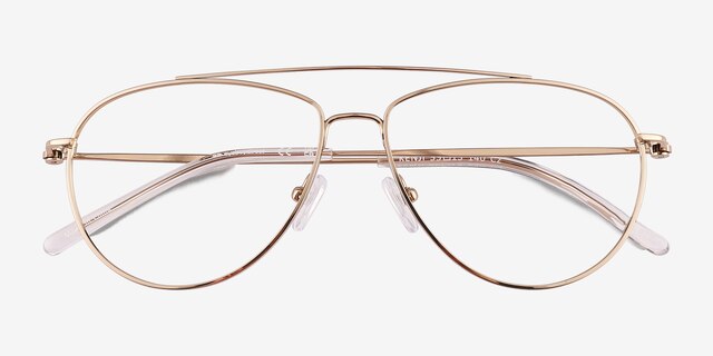 Kenji Shiny Gold TitaniumEyeglass Frames from EyeBuyDirect, Closed View