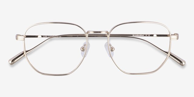 Lumi Gold TitaniumEyeglass Frames from EyeBuyDirect, Closed View