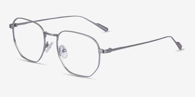 Lumi Silver TitaniumEyeglass Frames from EyeBuyDirect, Angle View