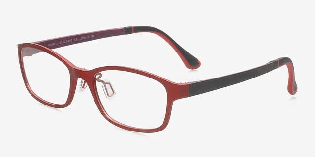 Bluetaki Red PlasticEyeglass Frames from EyeBuyDirect, Angle View