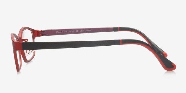 Bluetaki Red PlasticEyeglass Frames from EyeBuyDirect, Side View