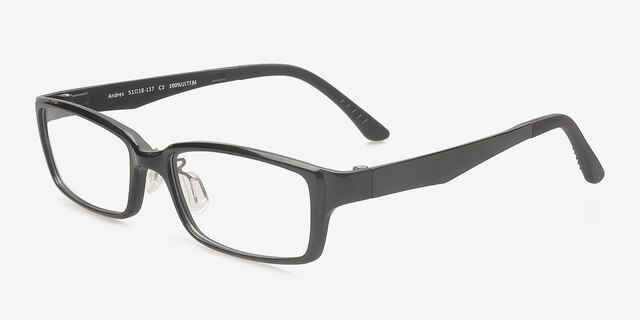 Andres Black PlasticEyeglass Frames from EyeBuyDirect, Angle View