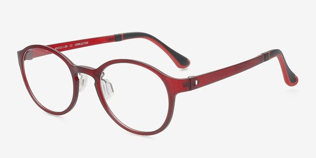 Darcy Burgundy PlasticEyeglass Frames from EyeBuyDirect, Angle View