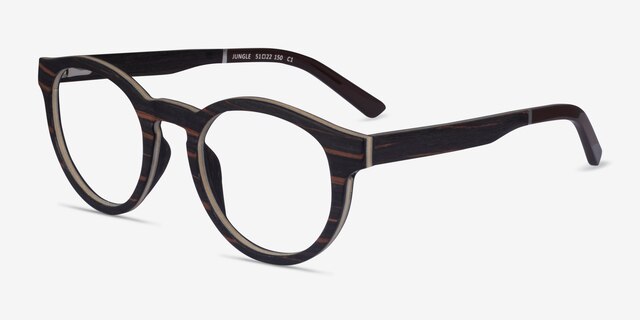 Jungle Striped Dark Wood Eco-friendlyEyeglass Frames from EyeBuyDirect, Angle View