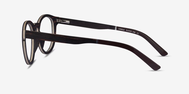 Jungle Striped Dark Wood Eco-friendlyEyeglass Frames from EyeBuyDirect, Side View