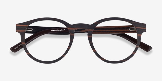 Jungle Striped Dark Wood Eco-friendlyEyeglass Frames from EyeBuyDirect, Closed View