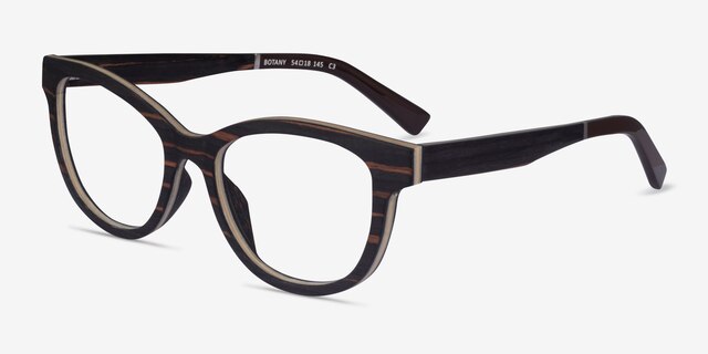 Botany Striped Dark Wood Eco-friendlyEyeglass Frames from EyeBuyDirect, Angle View
