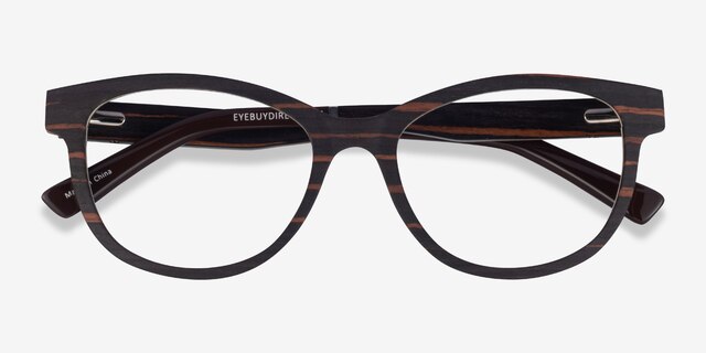 Botany Striped Dark Wood Eco-friendlyEyeglass Frames from EyeBuyDirect, Closed View