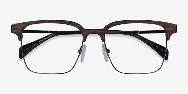 Evergreen Gunmetal & Wood Wood-textureEyeglass Frames from EyeBuyDirect, Closed View