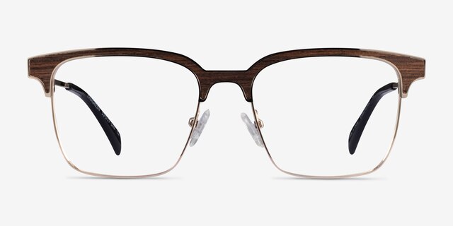 Evergreen Gold & Wood Wood-textureEyeglass Frames from EyeBuyDirect, Front View