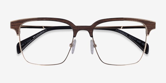 Evergreen Gold & Wood Wood-textureEyeglass Frames from EyeBuyDirect, Closed View