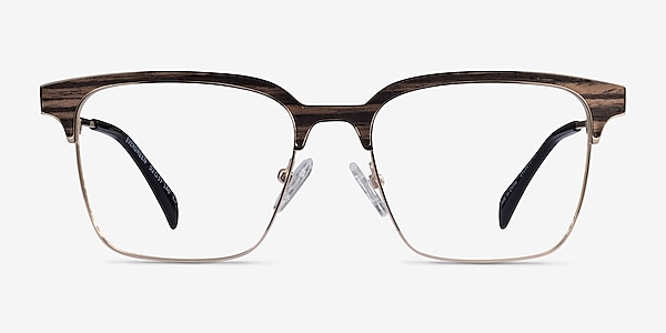 Evergreen Gold & Striped Wood Wood-texture Eyeglass Frames